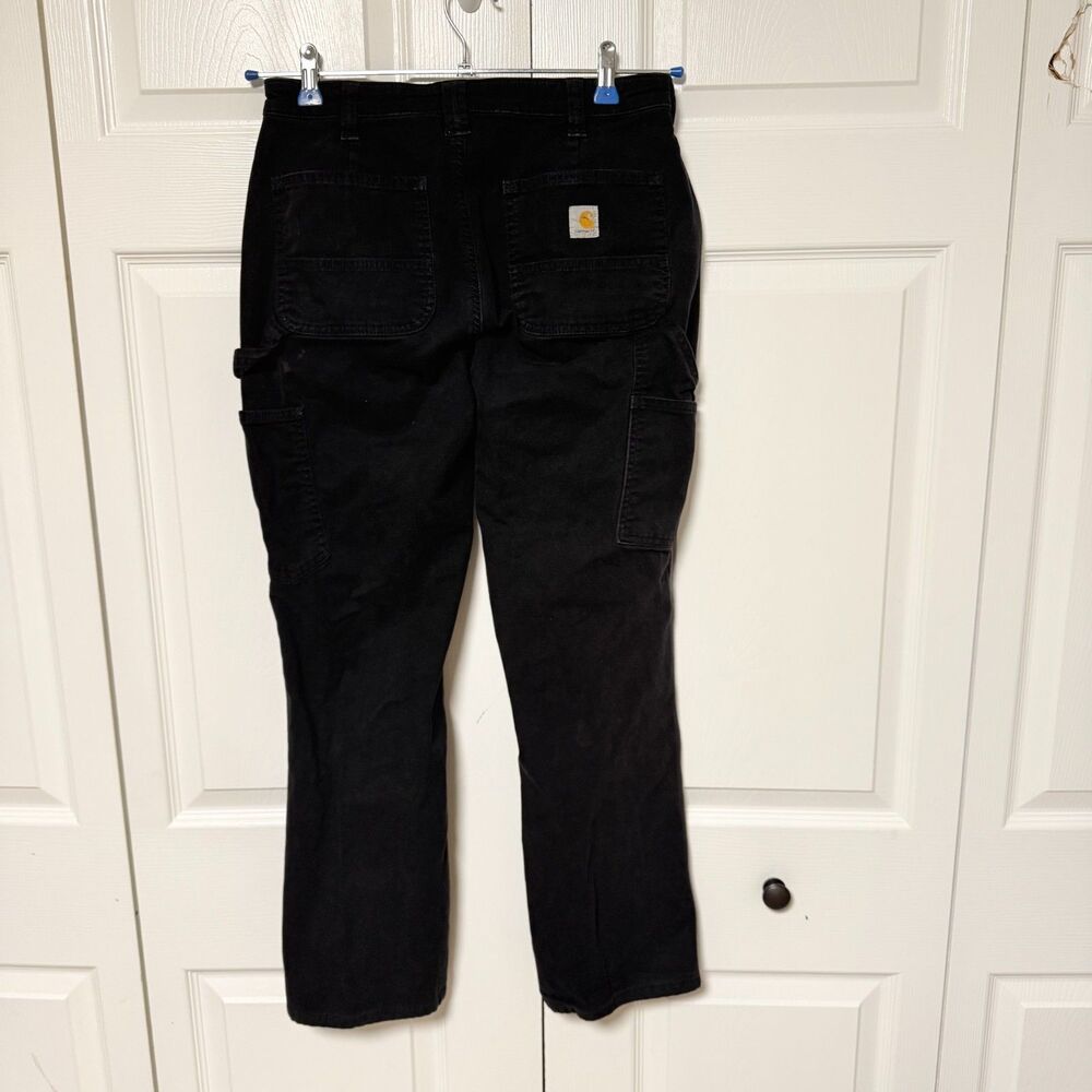 Carhartt Womens Loose Fit Rugged Flex Canvas Work Utility Pants Black 4 Short